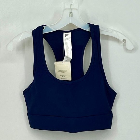 Women's Fabletics On-The-Go Medium Impact Sports Bra In navy Blue, Size Small